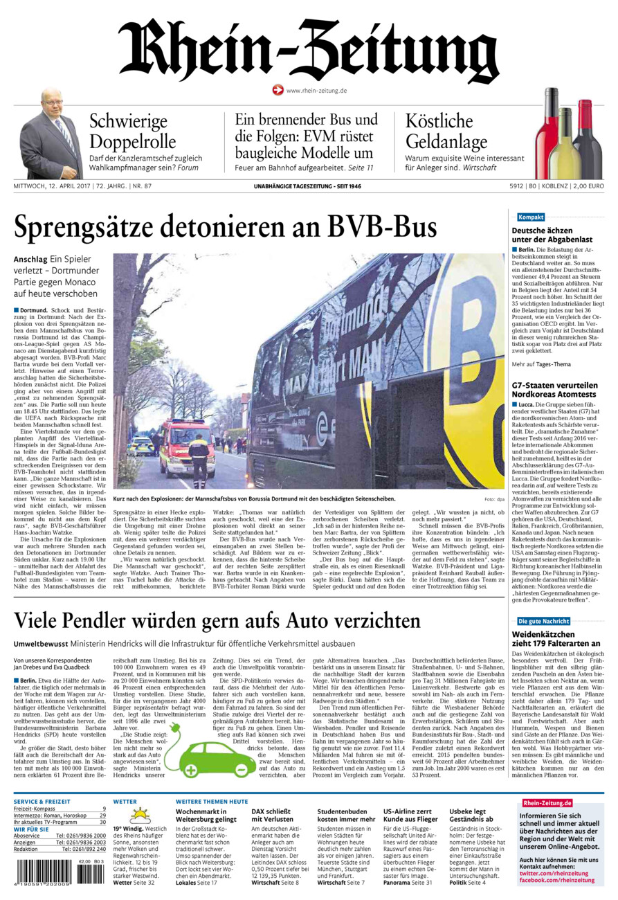 Rhein-Zeitung Koblenz & Region vom Mittwoch, 12.04.2017