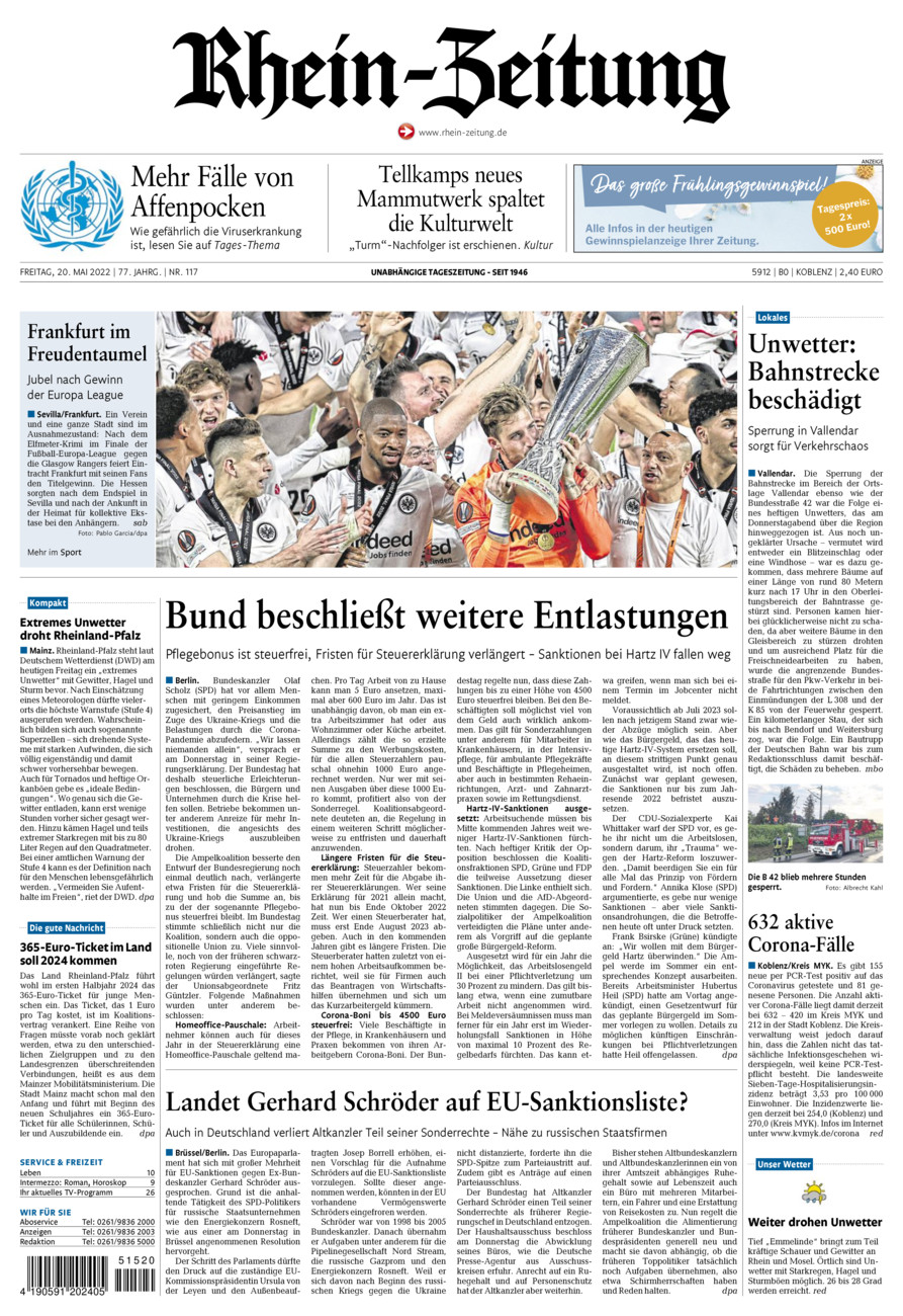Rhein-Zeitung Koblenz & Region vom Freitag, 20.05.2022
