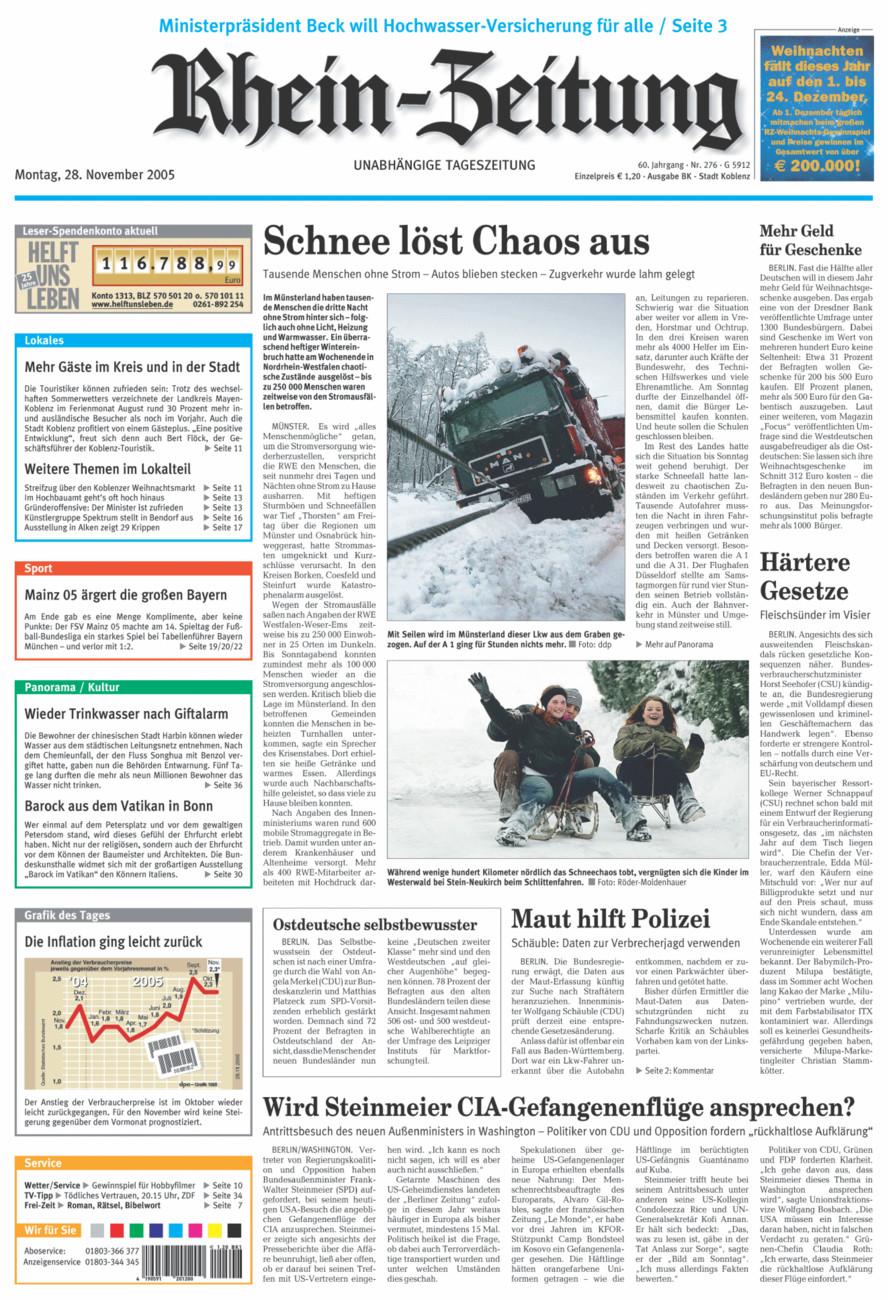 Rhein-Zeitung Koblenz & Region vom Montag, 28.11.2005