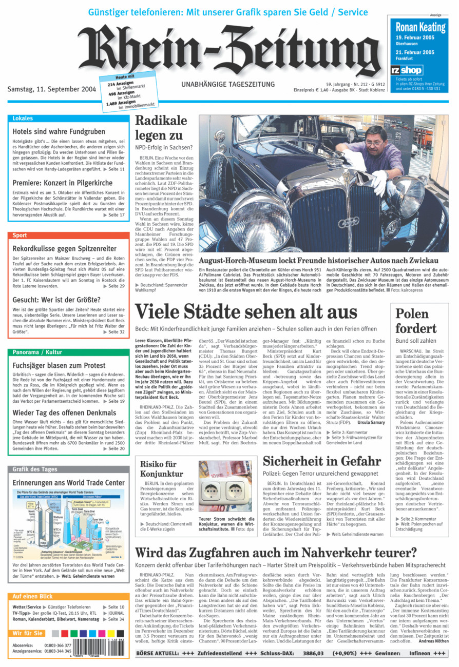 Rhein-Zeitung Koblenz & Region vom Samstag, 11.09.2004
