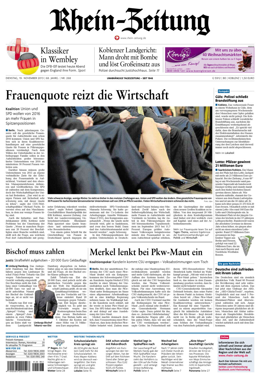 Rhein-Zeitung Koblenz & Region vom Dienstag, 19.11.2013