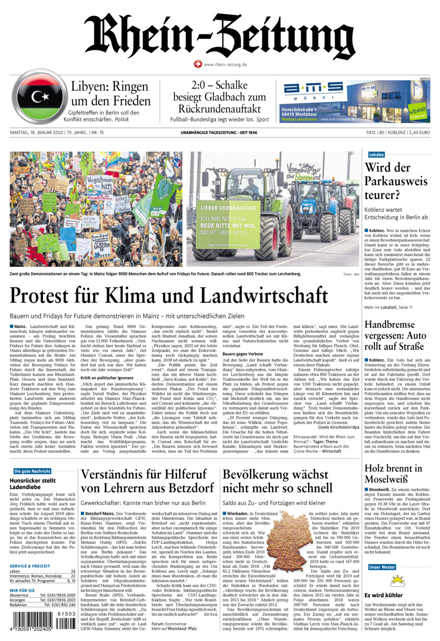 Rhein-Zeitung Koblenz & Region vom Samstag, 18.01.2020