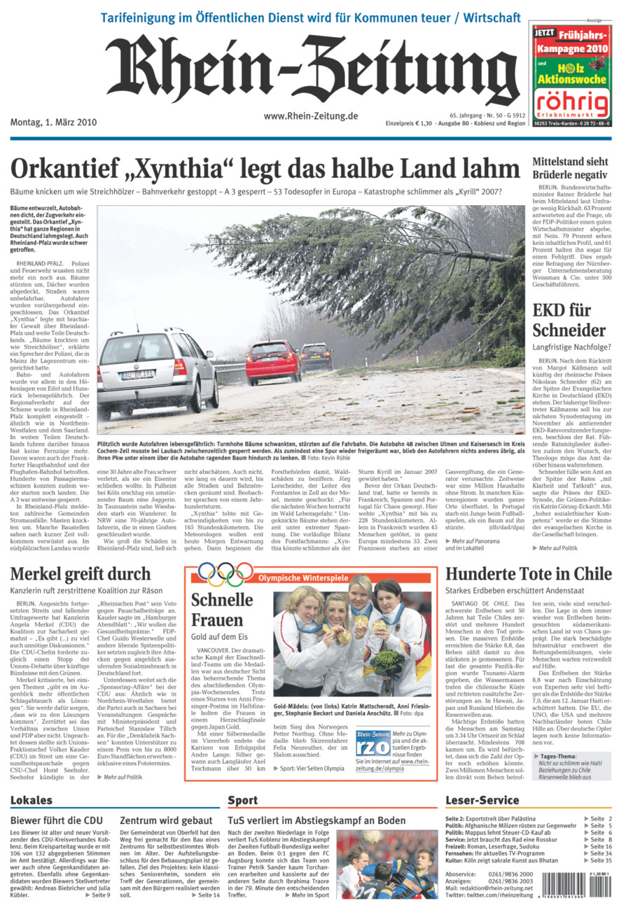 Rhein-Zeitung Koblenz & Region vom Montag, 01.03.2010