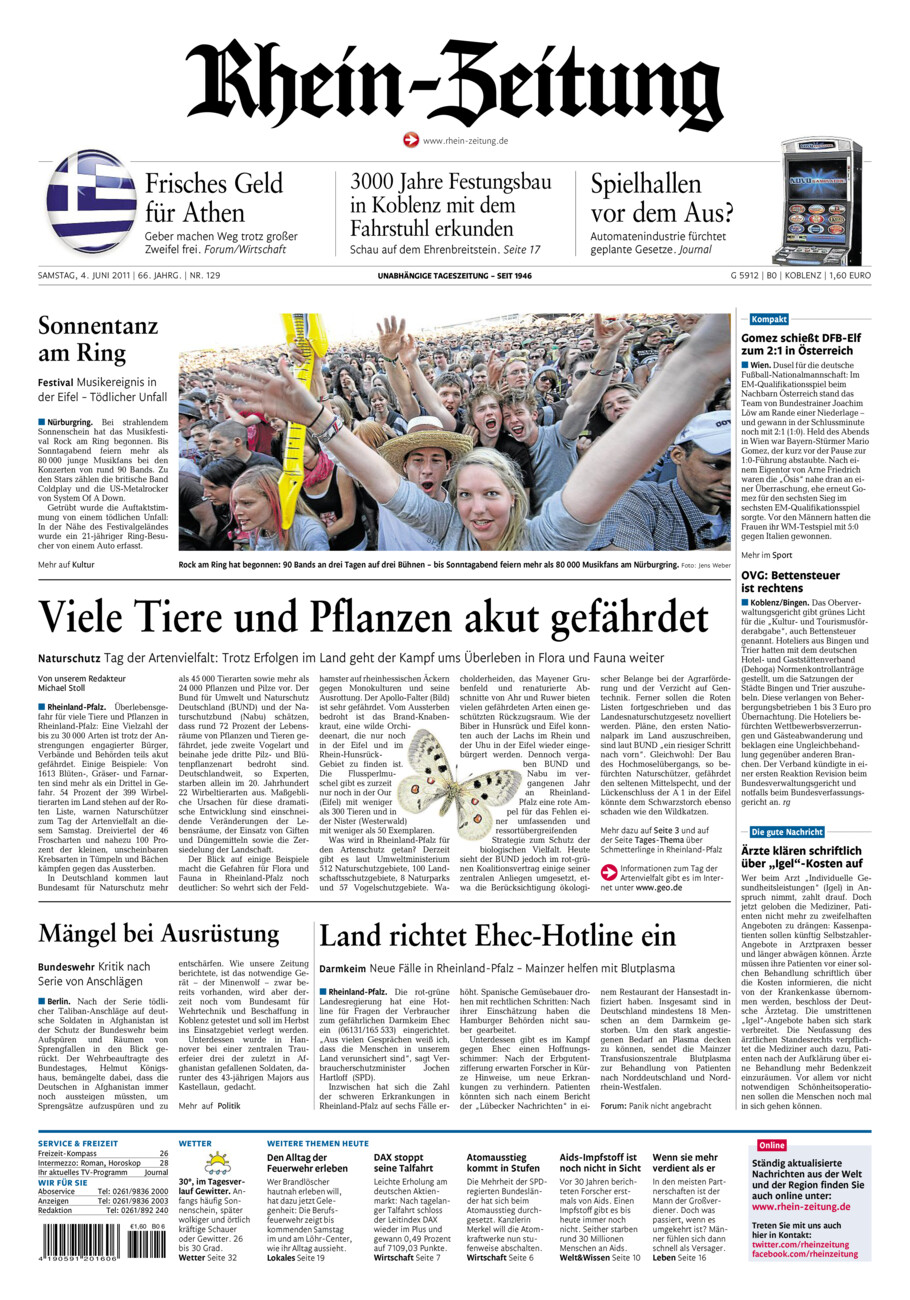 Rhein-Zeitung Koblenz & Region vom Samstag, 04.06.2011