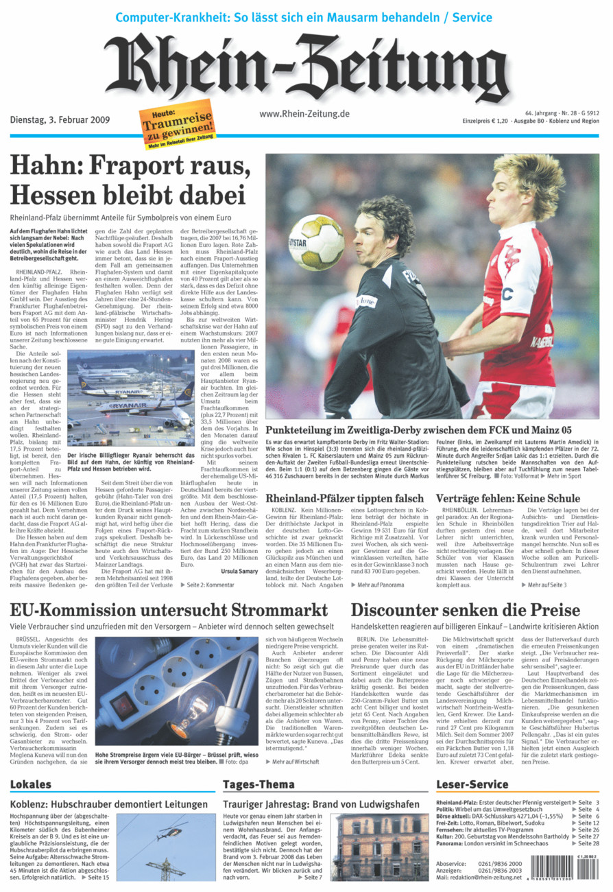 Rhein-Zeitung Koblenz & Region vom Dienstag, 03.02.2009