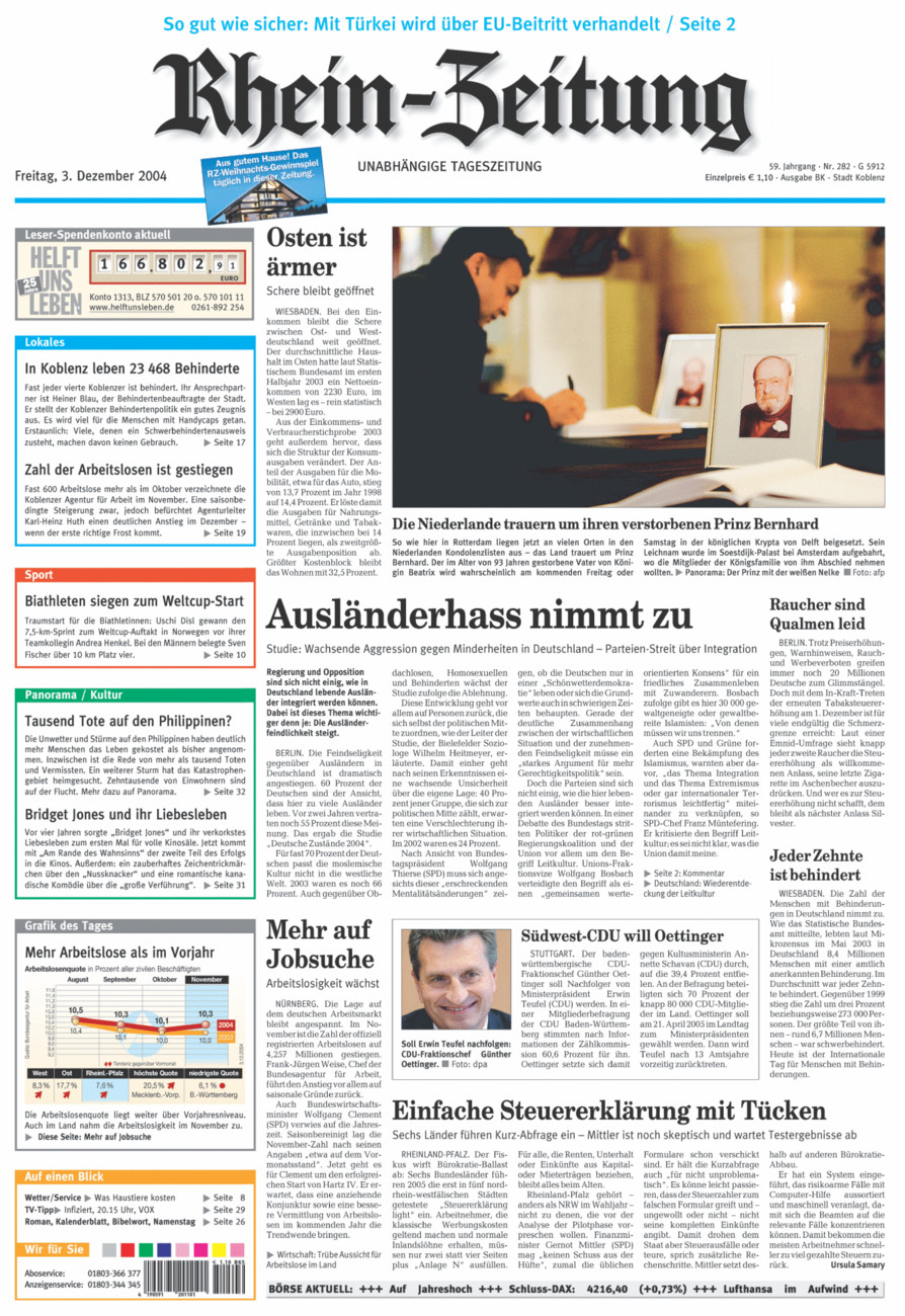 Rhein-Zeitung Koblenz & Region vom Freitag, 03.12.2004