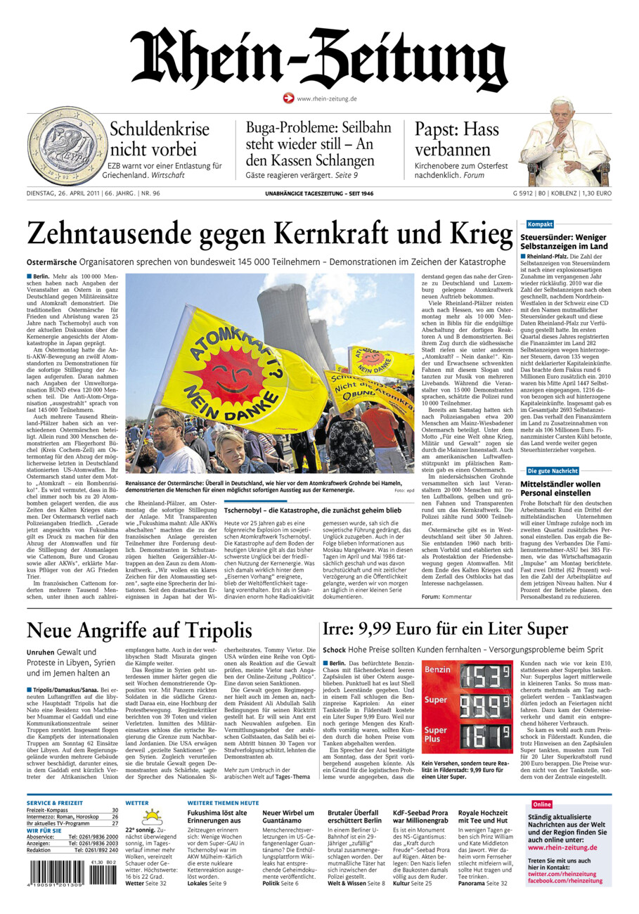 Rhein-Zeitung Koblenz & Region vom Dienstag, 26.04.2011