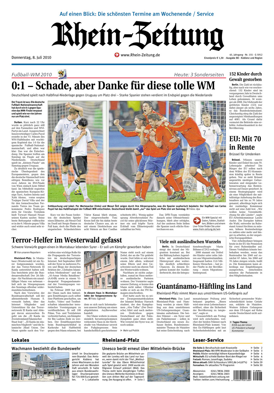 Rhein-Zeitung Koblenz & Region vom Donnerstag, 08.07.2010