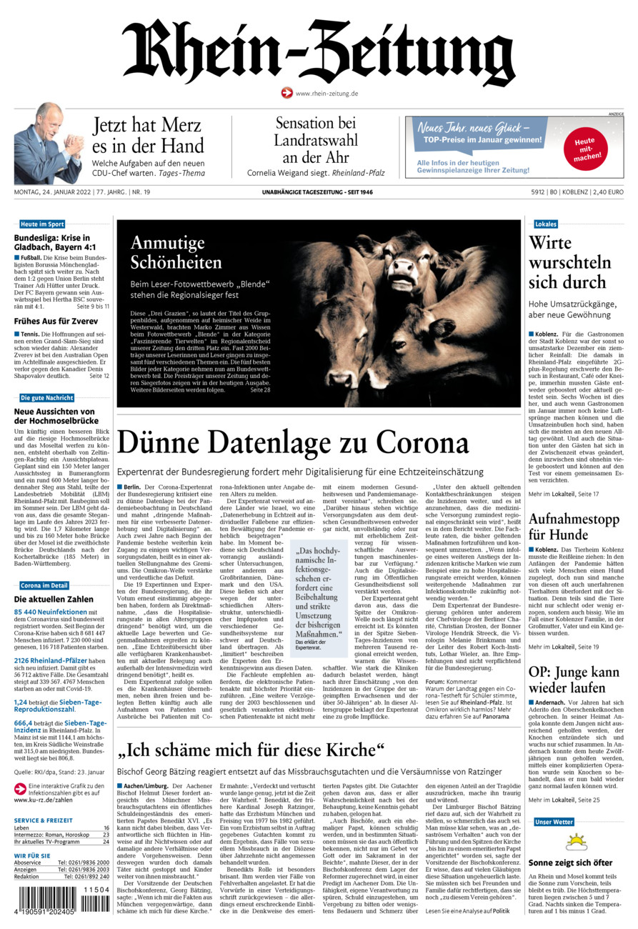 Rhein-Zeitung Koblenz & Region vom Montag, 24.01.2022