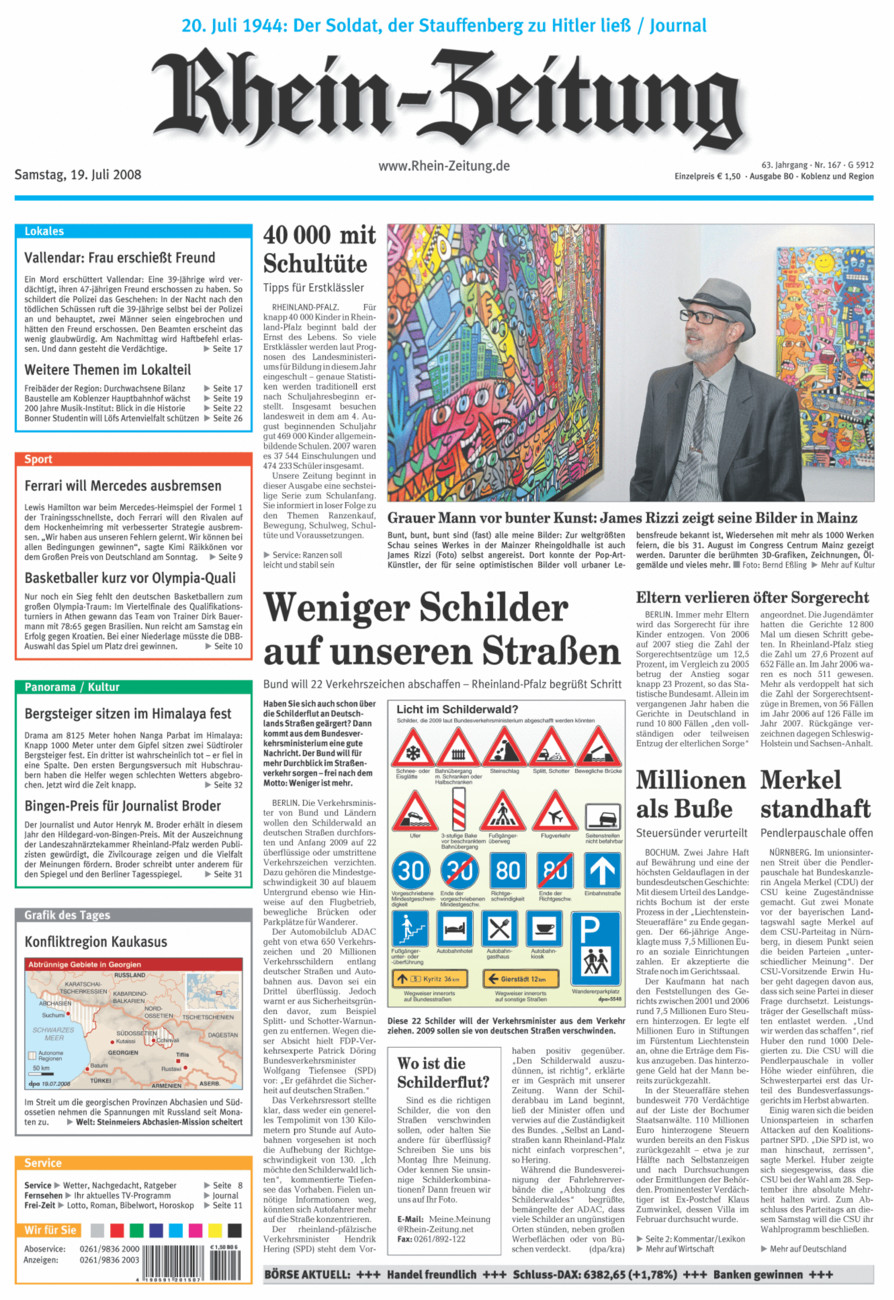 Rhein-Zeitung Koblenz & Region vom Samstag, 19.07.2008