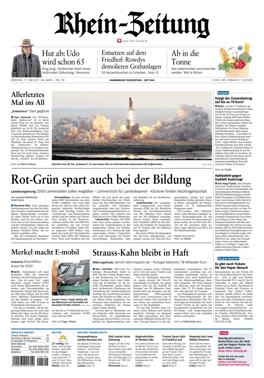 Rhein-Zeitung Koblenz & Region vom Dienstag, 17.05.2011