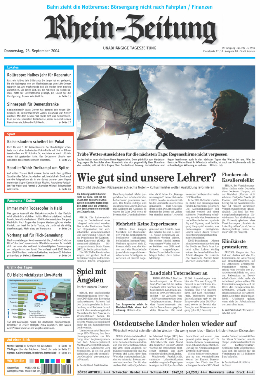 Rhein-Zeitung Koblenz & Region vom Donnerstag, 23.09.2004