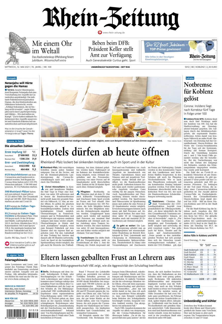 Rhein-Zeitung Koblenz & Region vom Mittwoch, 12.05.2021