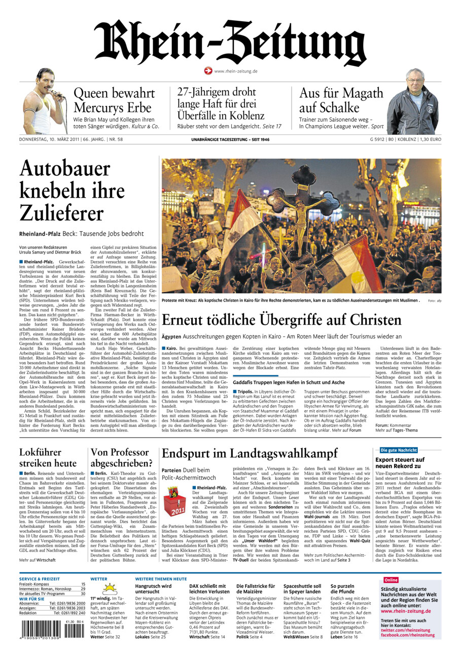 Rhein-Zeitung Koblenz & Region vom Donnerstag, 10.03.2011