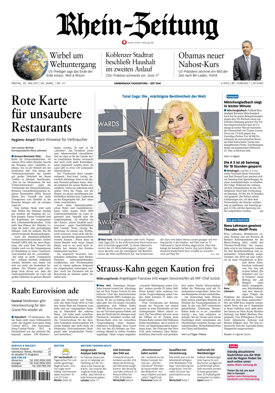 Rhein-Zeitung Koblenz & Region vom Freitag, 20.05.2011