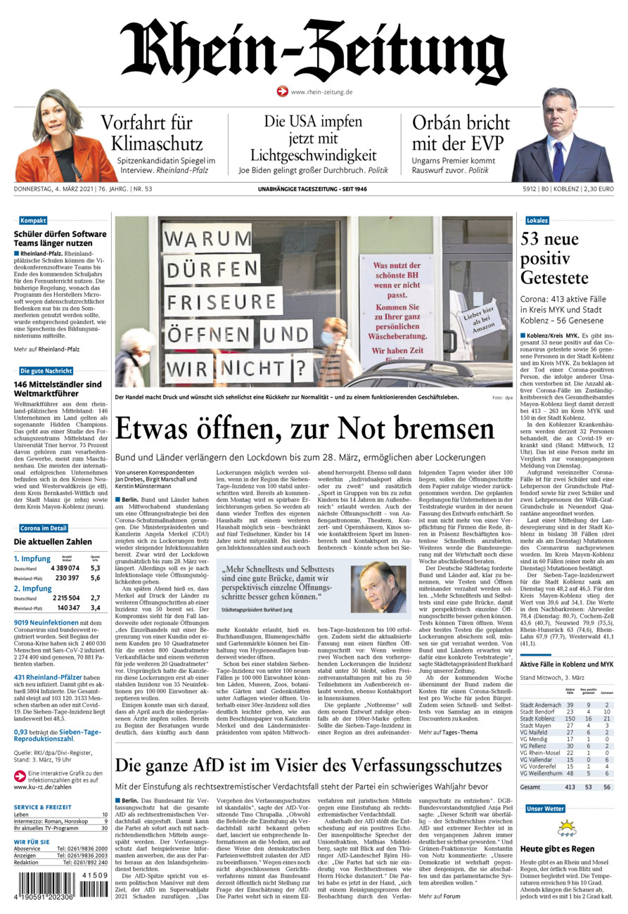 Rhein-Zeitung Koblenz & Region vom Donnerstag, 04.03.2021