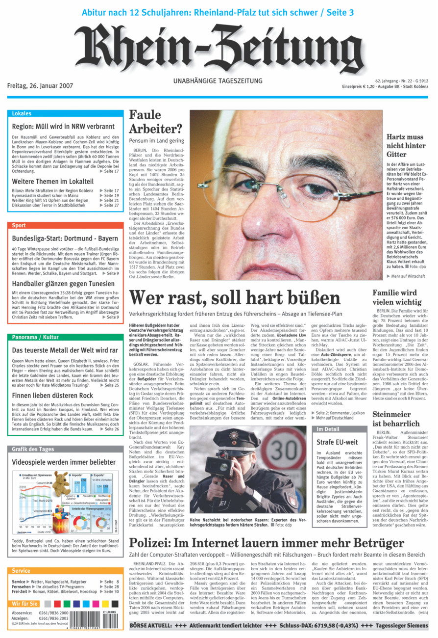 Rhein-Zeitung Koblenz & Region vom Freitag, 26.01.2007