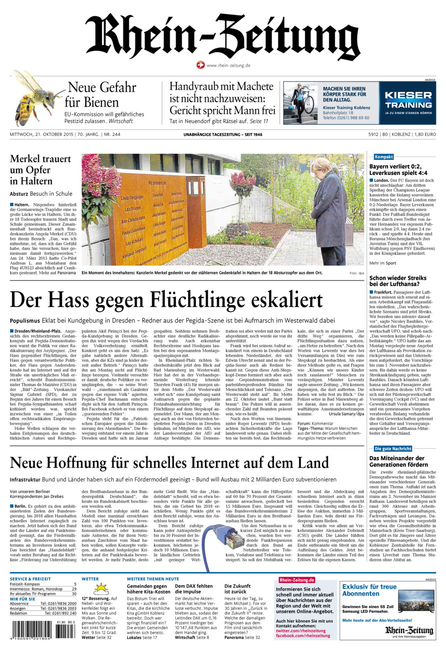 Rhein-Zeitung Koblenz & Region vom Mittwoch, 21.10.2015