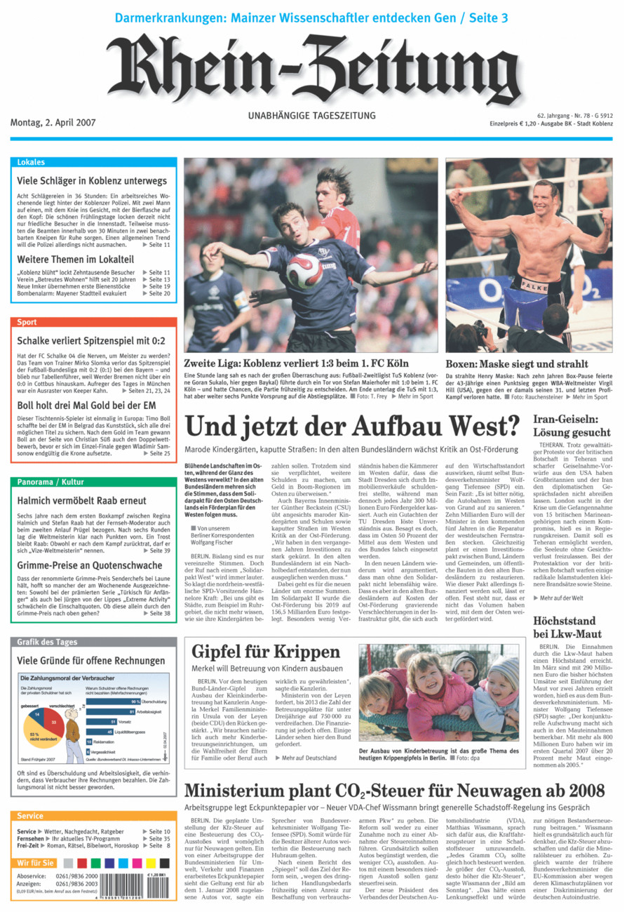 Rhein-Zeitung Koblenz & Region vom Montag, 02.04.2007