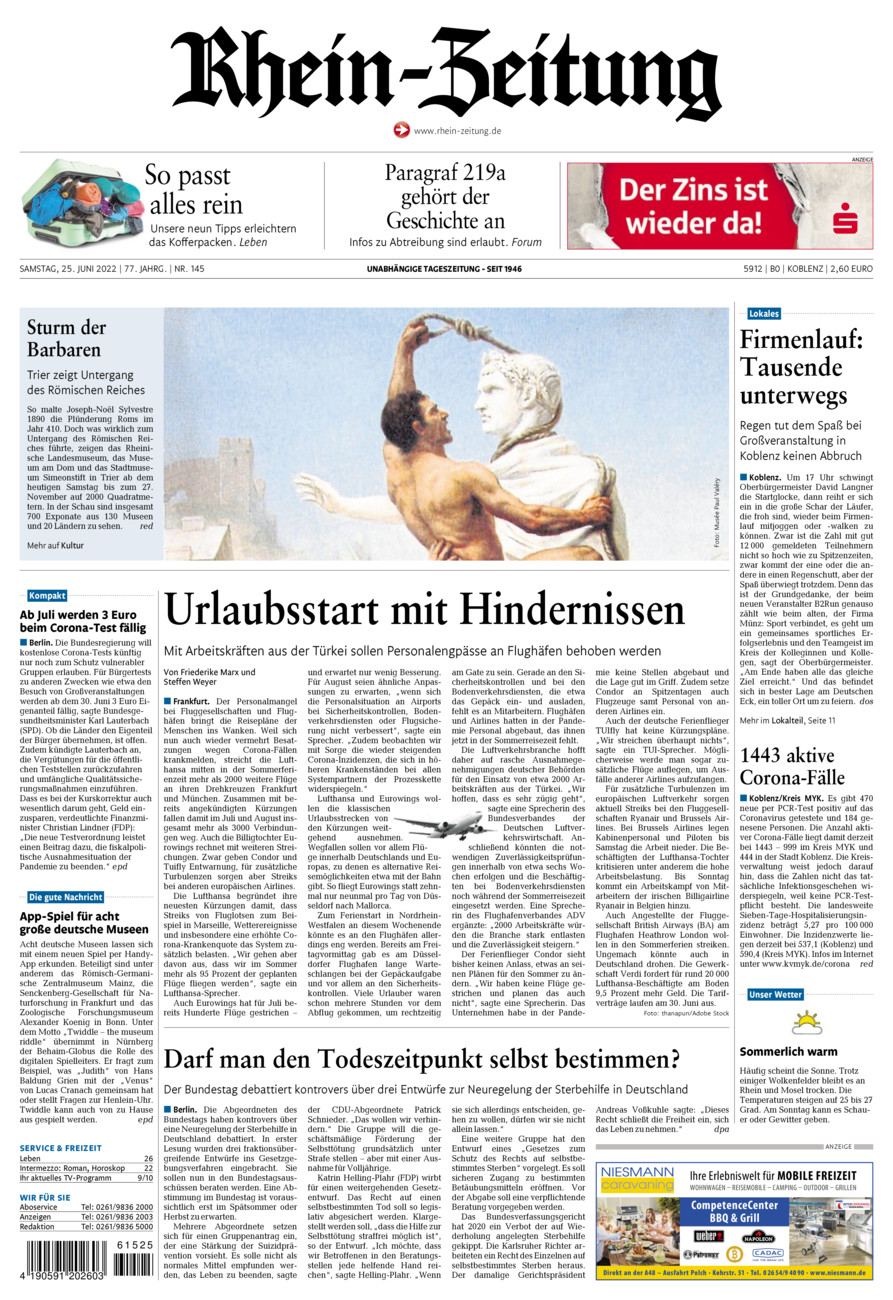 Rhein-Zeitung Koblenz & Region vom Samstag, 25.06.2022