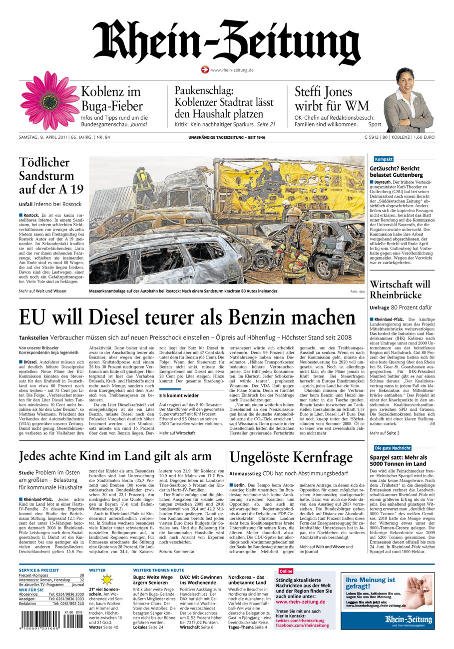 Rhein-Zeitung Koblenz & Region vom Samstag, 09.04.2011