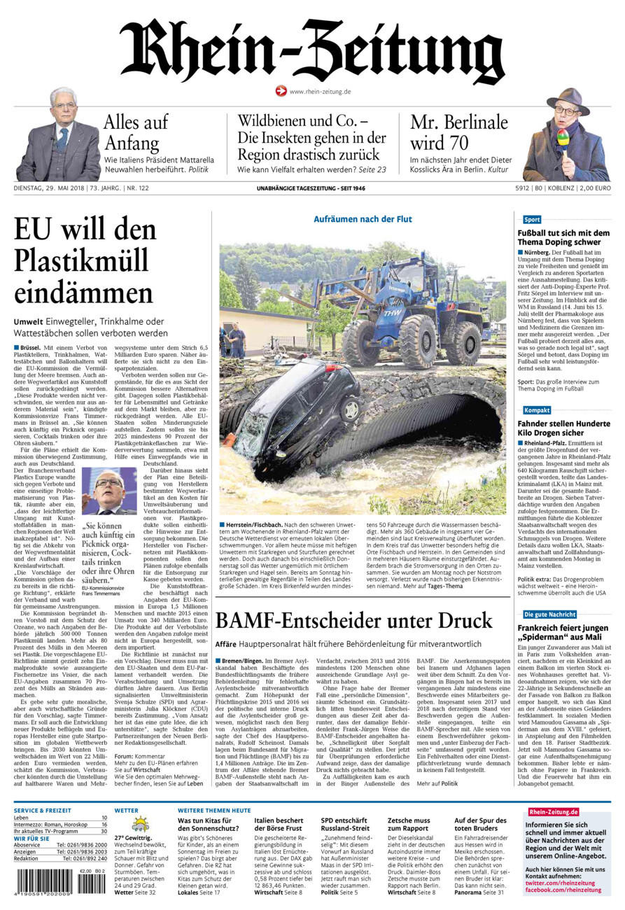 Rhein-Zeitung Koblenz & Region vom Dienstag, 29.05.2018