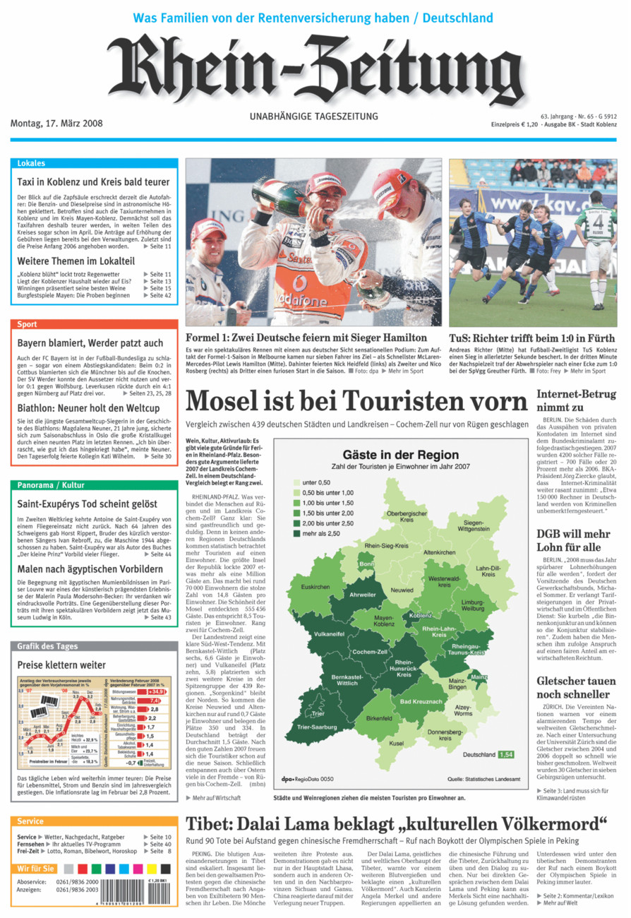 Rhein-Zeitung Koblenz & Region vom Montag, 17.03.2008