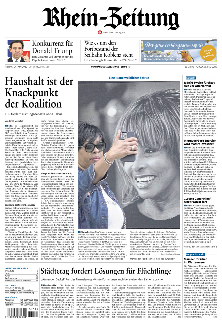 Rhein-Zeitung Koblenz & Region vom Freitag, 26.05.2023