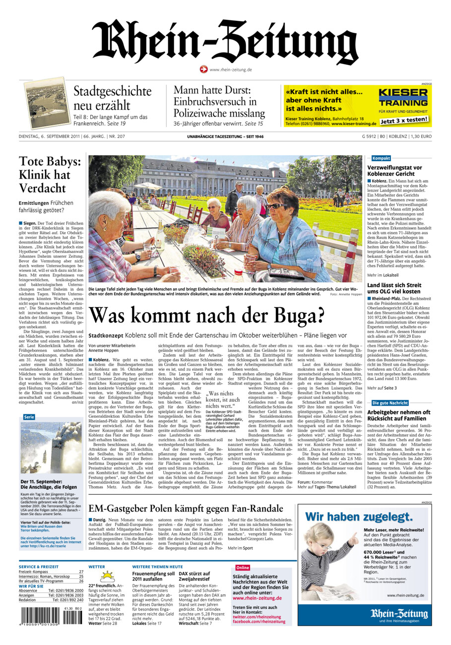 Rhein-Zeitung Koblenz & Region vom Dienstag, 06.09.2011