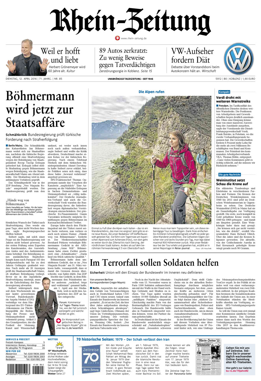 Rhein-Zeitung Koblenz & Region vom Dienstag, 12.04.2016