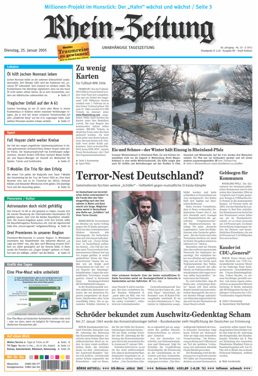 Rhein-Zeitung Koblenz & Region vom Dienstag, 25.01.2005