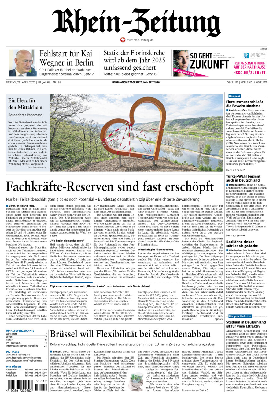 Rhein-Zeitung Koblenz & Region vom Freitag, 28.04.2023