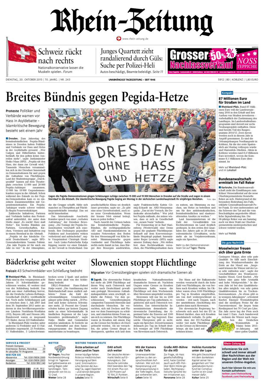 Rhein-Zeitung Koblenz & Region vom Dienstag, 20.10.2015