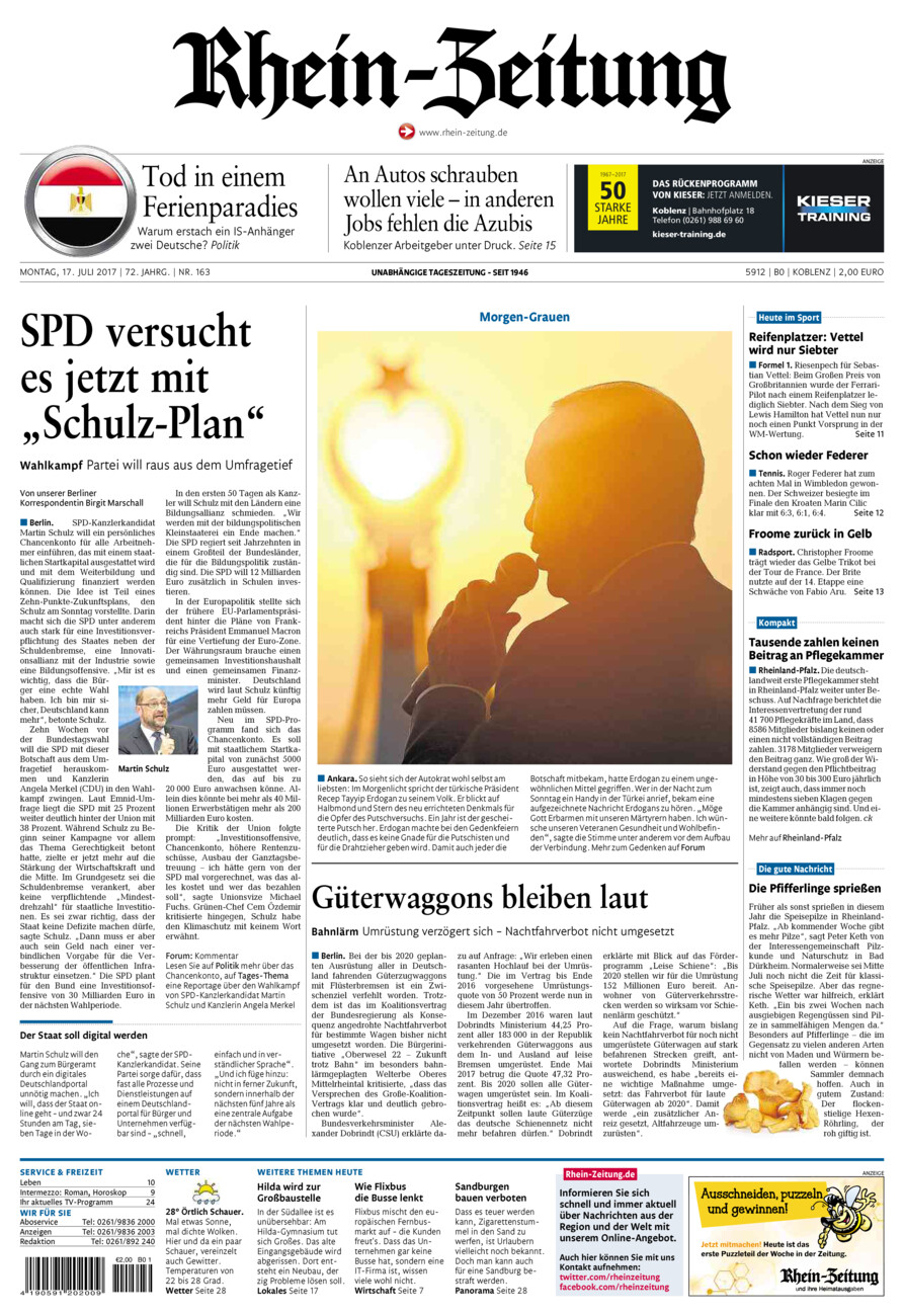 Rhein-Zeitung Koblenz & Region vom Montag, 17.07.2017