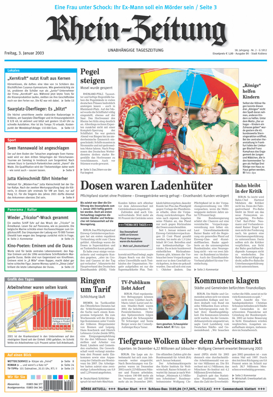 Rhein-Zeitung Koblenz & Region vom Freitag, 03.01.2003