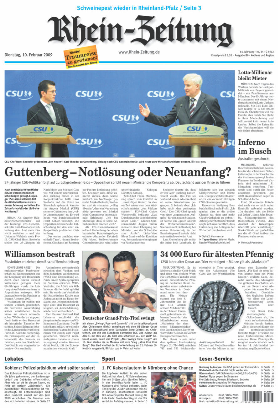 Rhein-Zeitung Koblenz & Region vom Dienstag, 10.02.2009