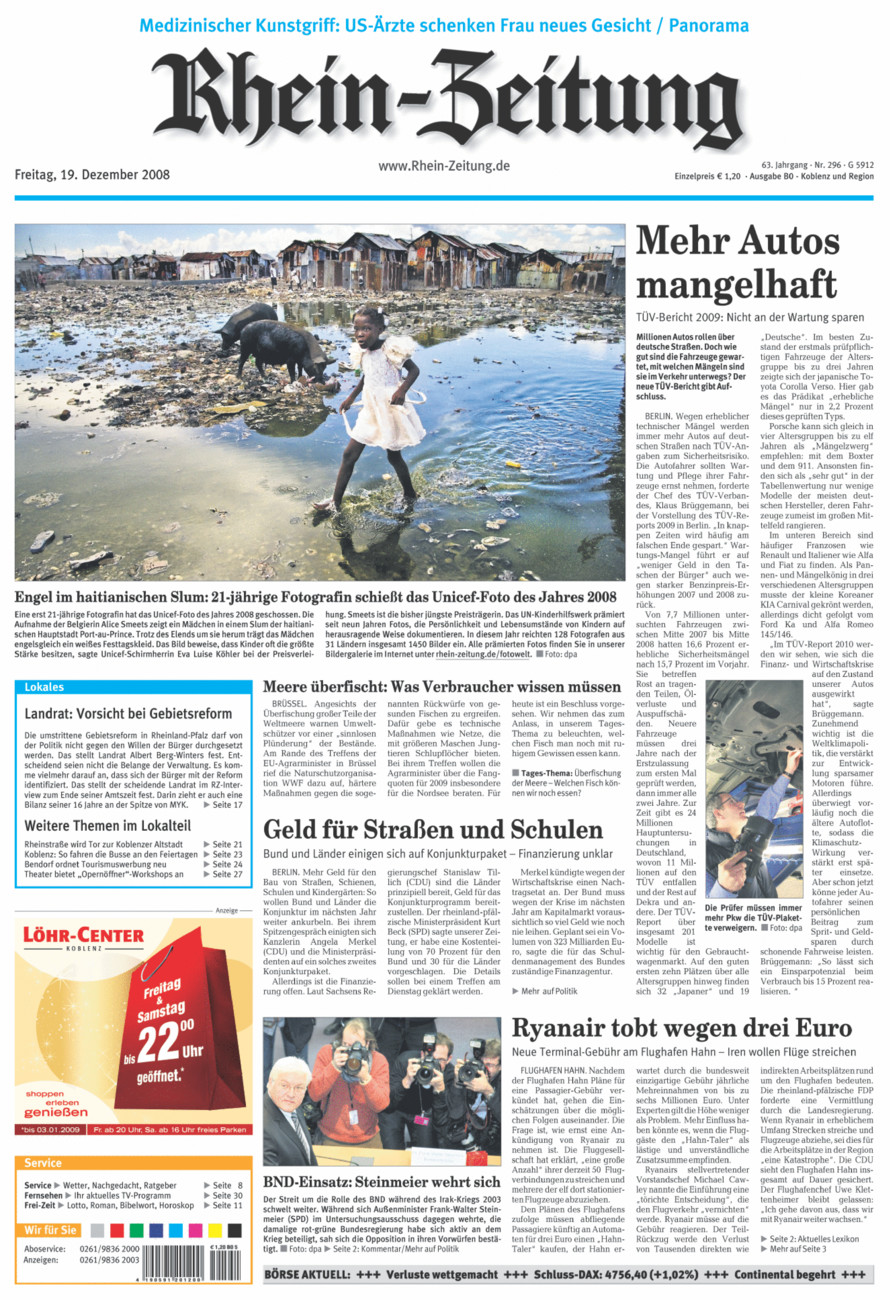 Rhein-Zeitung Koblenz & Region vom Freitag, 19.12.2008