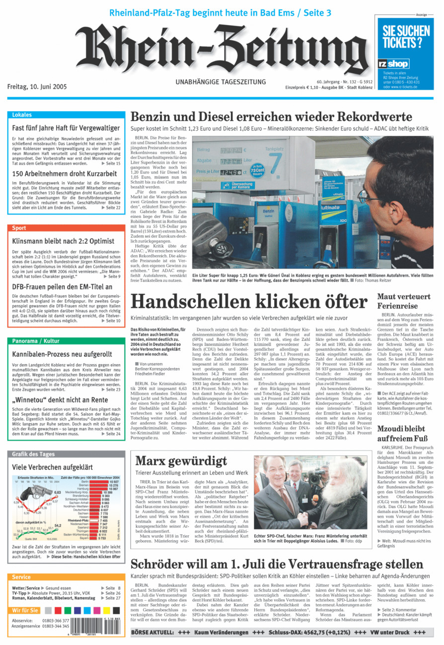 Rhein-Zeitung Koblenz & Region vom Freitag, 10.06.2005