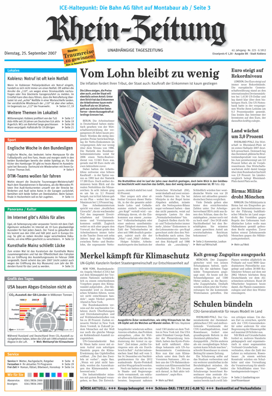 Rhein-Zeitung Koblenz & Region vom Dienstag, 25.09.2007