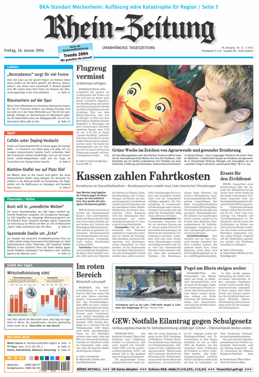 Rhein-Zeitung Koblenz & Region vom Freitag, 16.01.2004