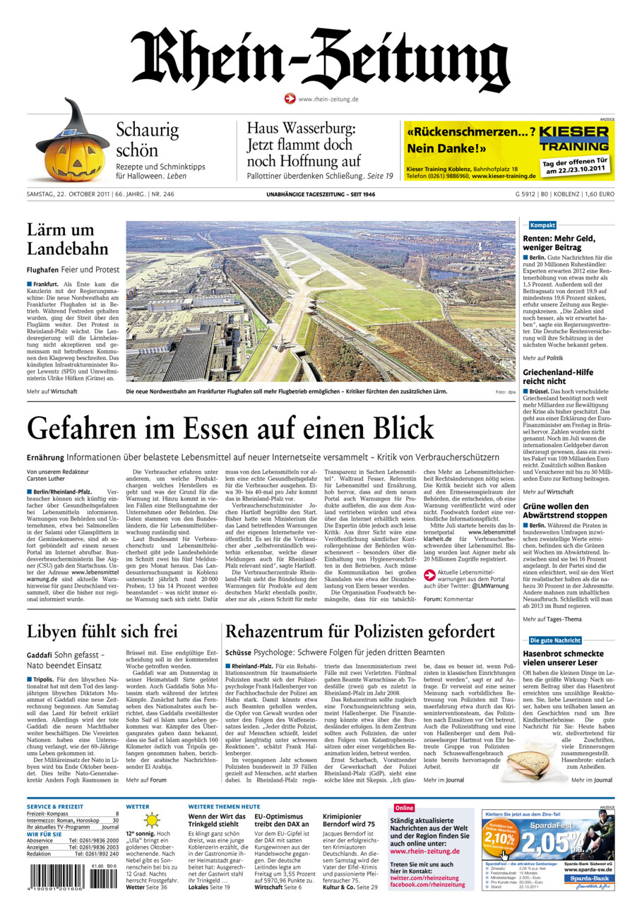 Rhein-Zeitung Koblenz & Region vom Samstag, 22.10.2011