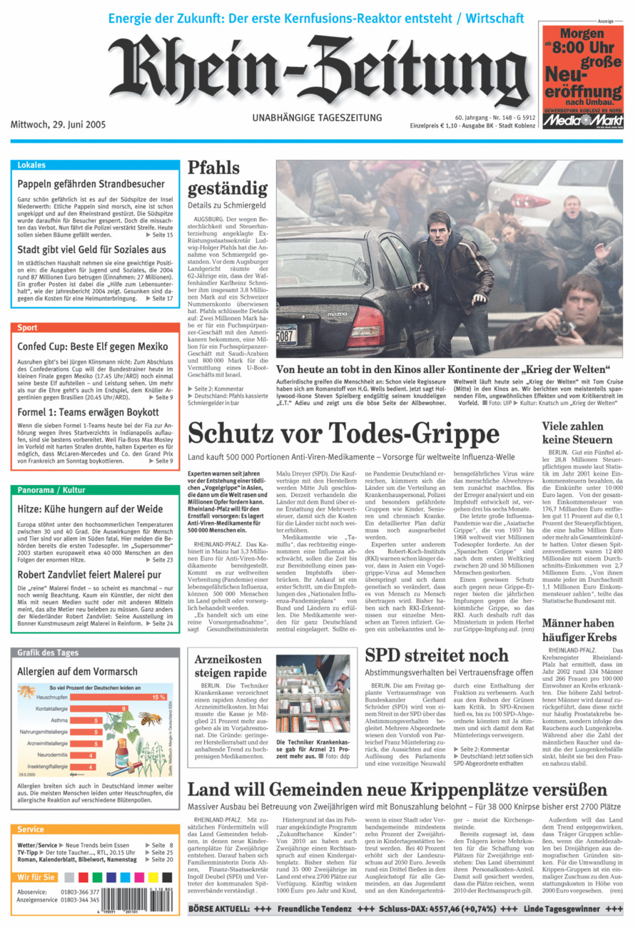 Rhein-Zeitung Koblenz & Region vom Mittwoch, 29.06.2005