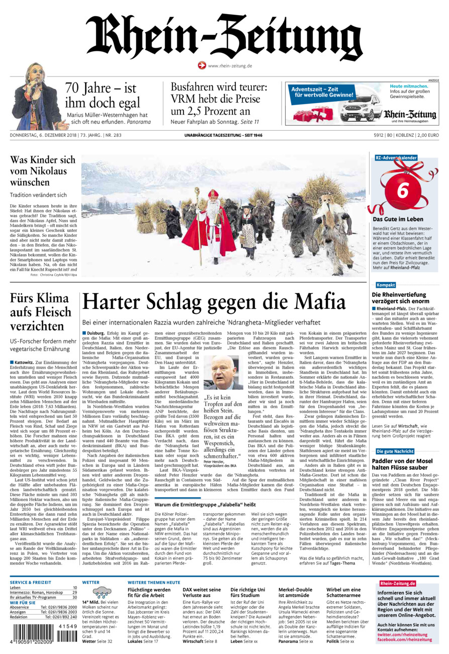 Rhein-Zeitung Koblenz & Region vom Donnerstag, 06.12.2018