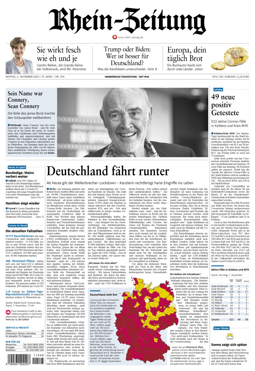 Rhein-Zeitung Koblenz & Region vom Montag, 02.11.2020