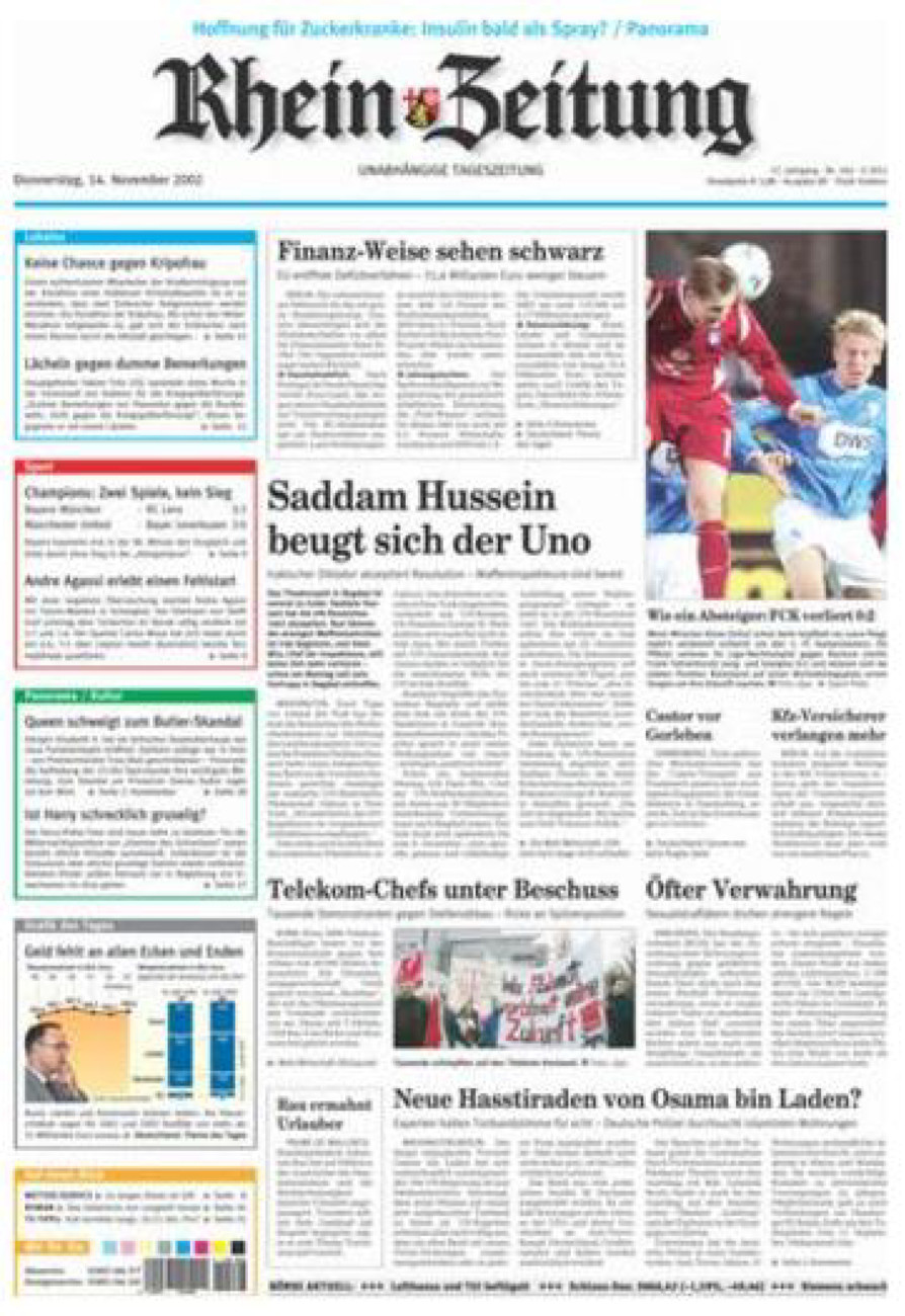 Rhein-Zeitung Koblenz & Region vom Donnerstag, 14.11.2002