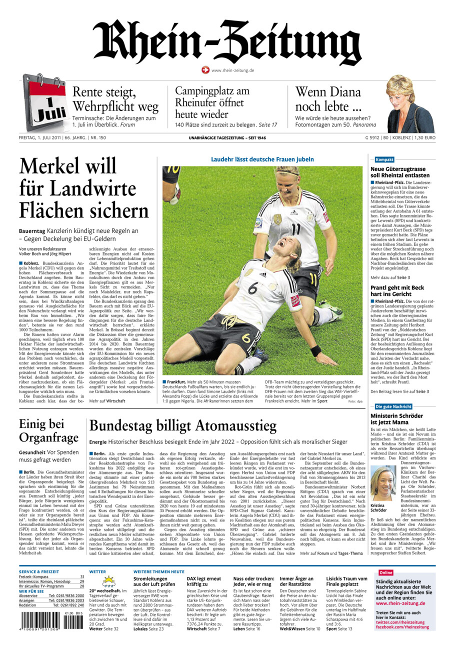Rhein-Zeitung Koblenz & Region vom Freitag, 01.07.2011
