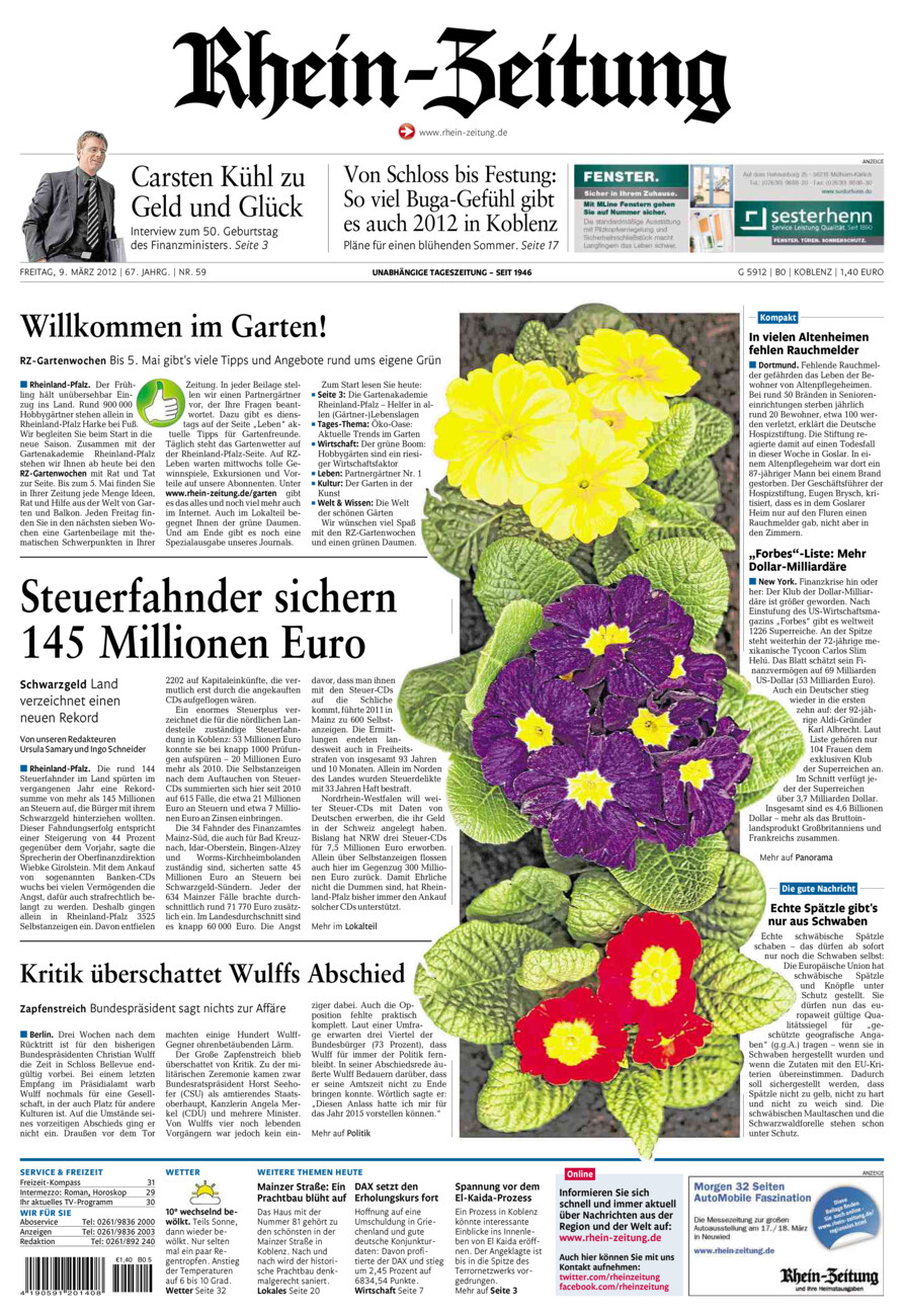 Rhein-Zeitung Koblenz & Region vom Freitag, 09.03.2012
