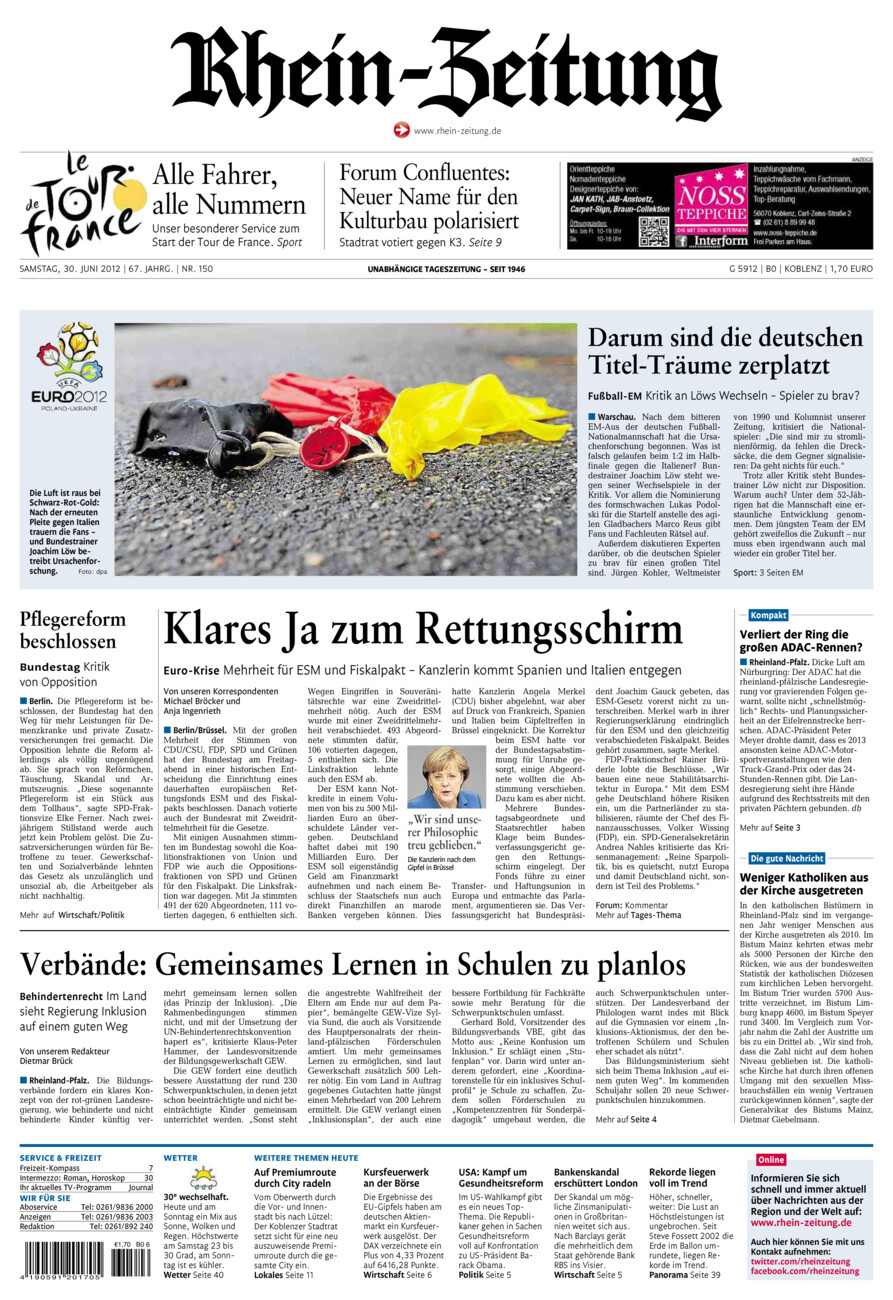 Rhein-Zeitung Koblenz & Region vom Samstag, 30.06.2012