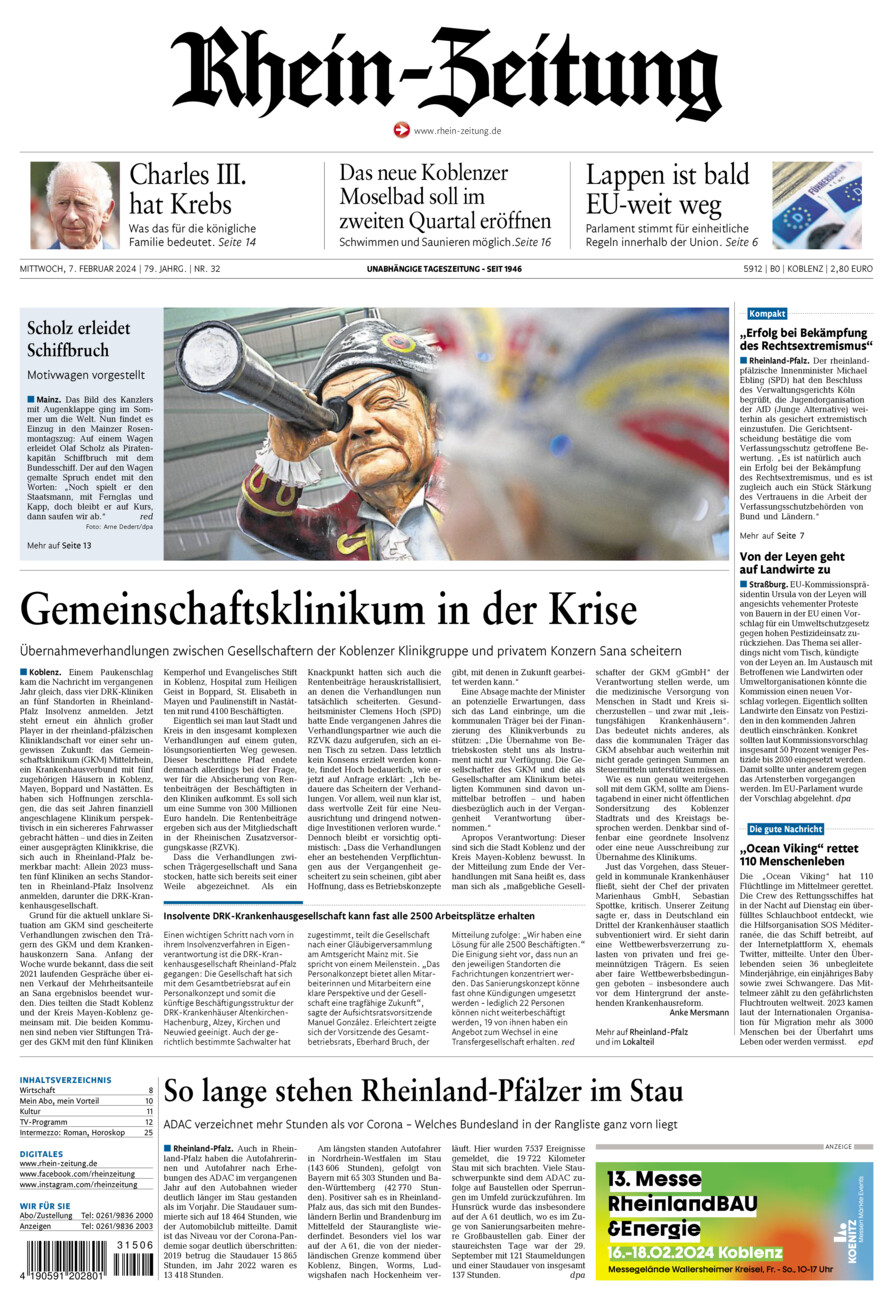 Rhein-Zeitung Koblenz & Region vom Mittwoch, 07.02.2024