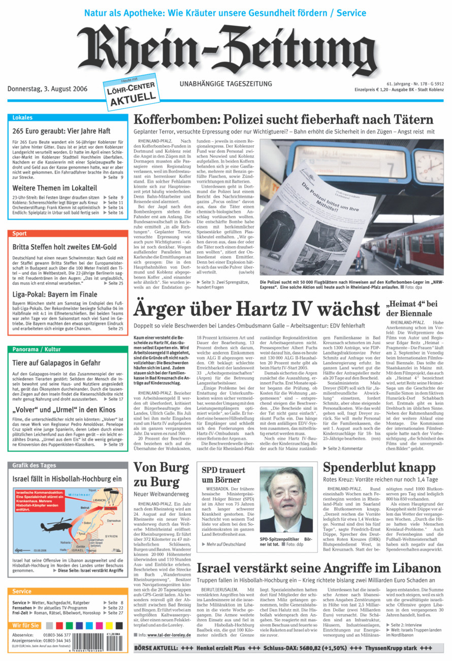 Rhein-Zeitung Koblenz & Region vom Donnerstag, 03.08.2006